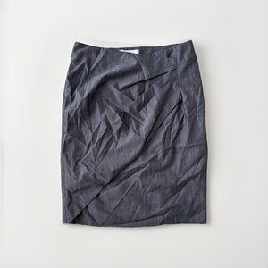 Max Mara Womens Pencil Skirt Gray Size Large Faux Wrap Side Zipper